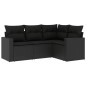 vidaXL 4-tlg. Garten-Sofagarnitur mit Kissen Schwarz Poly Rattan vidaXL 4-tlg. Garten-Sofagarnitur mit Kissen Schwarz Poly Rattan