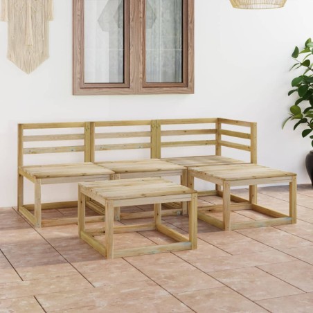 5-tlg. Garten-Lounge-Set Grün Imprägniertes Kiefernholz