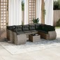 vidaXL 10-tlg. Garten-Sofagarnitur mit Kissen Grau Poly Rattan vidaXL 10-tlg. Garten-Sofagarnitur mit Kissen Grau Poly Rattan