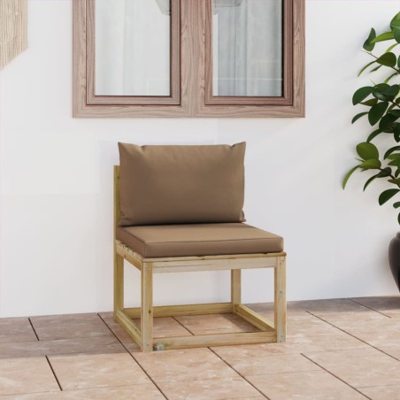 Garten-Mittelsofa mit Kissen Grün Imprägniertes Kiefernholz
