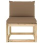 Garten-Mittelsofa mit Kissen Grün Imprägniertes Kiefernholz Garten-Mittelsofa mit Kissen Grün Imprägniertes Kiefernholz