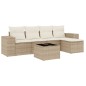 vidaXL 6-tlg. Garten-Sofagarnitur mit Kissen Beige Poly Rattan vidaXL 6-tlg. Garten-Sofagarnitur mit Kissen Beige Poly Rattan