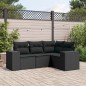 vidaXL 4-tlg. Garten-Sofagarnitur mit Kissen Schwarz Poly Rattan vidaXL 4-tlg. Garten-Sofagarnitur mit Kissen Schwarz Poly Rattan