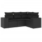 vidaXL 4-tlg. Garten-Sofagarnitur mit Kissen Schwarz Poly Rattan vidaXL 4-tlg. Garten-Sofagarnitur mit Kissen Schwarz Poly Rattan