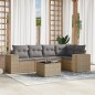vidaXL 6-tlg. Garten-Sofagarnitur mit Kissen Beige Poly Rattan vidaXL 6-tlg. Garten-Sofagarnitur mit Kissen Beige Poly Rattan