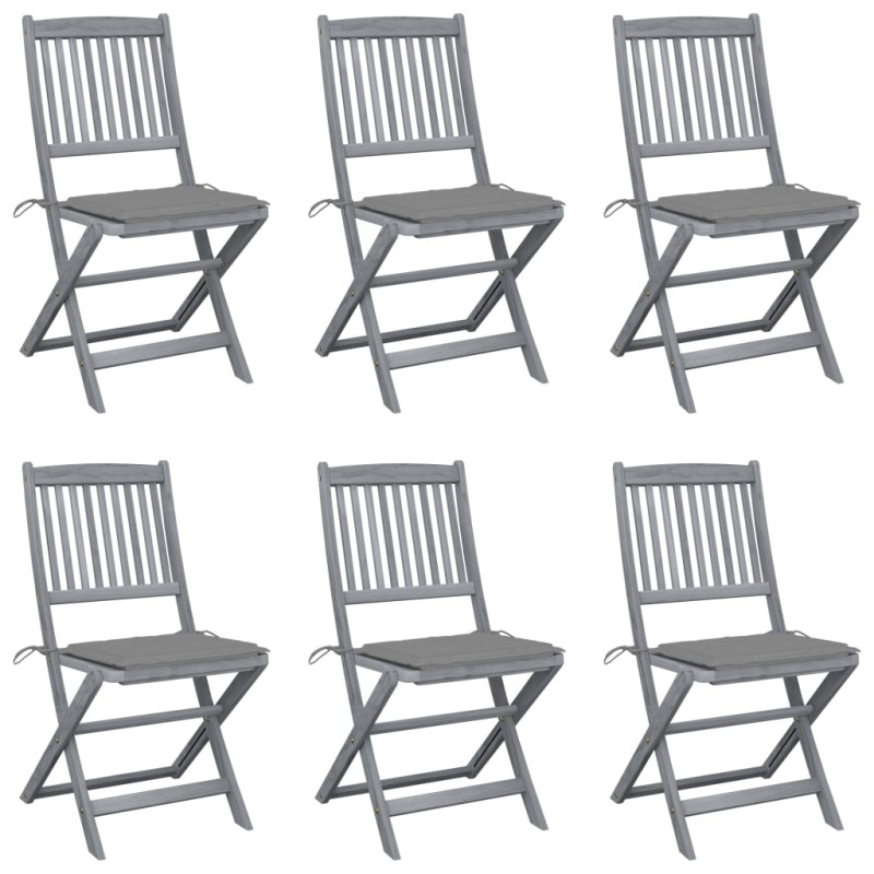 Klappbare Gartenstühle 6 Stk. mit Sitzkissen Massivholz Akazie Klappbare Gartenstühle 6 Stk. mit Sitzkissen Massivholz Akazie