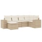 vidaXL 6-tlg. Garten-Sofagarnitur mit Kissen Beige Poly Rattan