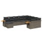 vidaXL 10-tlg. Garten-Sofagarnitur mit Kissen Grau Poly Rattan vidaXL 10-tlg. Garten-Sofagarnitur mit Kissen Grau Poly Rattan