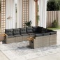 vidaXL 10-tlg. Garten-Sofagarnitur mit Kissen Grau Poly Rattan vidaXL 10-tlg. Garten-Sofagarnitur mit Kissen Grau Poly Rattan