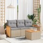 vidaXL 4-tlg. Garten-Sofagarnitur mit Kissen Beige Poly Rattan vidaXL 4-tlg. Garten-Sofagarnitur mit Kissen Beige Poly Rattan