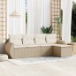 vidaXL 5-tlg. Garten-Sofagarnitur mit Kissen Beige Poly Rattan vidaXL 5-tlg. Garten-Sofagarnitur mit Kissen Beige Poly Rattan