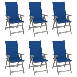 Verstellbare Gartenstühle 6 Stk. mit Auflagen Massivholz Akazie