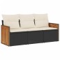vidaXL 3-tlg. Garten-Sofagarnitur mit Kissen Schwarz Poly Rattan vidaXL 3-tlg. Garten-Sofagarnitur mit Kissen Schwarz Poly Rattan