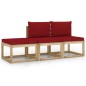 3-tlg. Garten-Lounge-Set mit Weinroten Kissen 3-tlg. Garten-Lounge-Set mit Weinroten Kissen