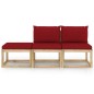 3-tlg. Garten-Lounge-Set mit Weinroten Kissen 3-tlg. Garten-Lounge-Set mit Weinroten Kissen