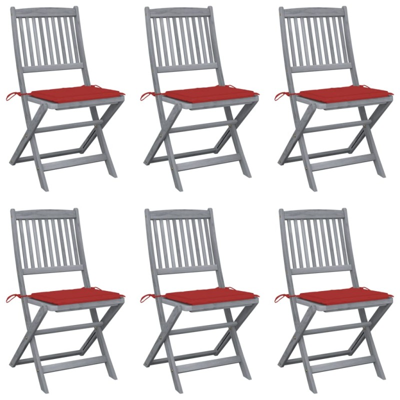 Klappbare Gartenstühle 6 Stk. mit Sitzkissen Massivholz Akazie Klappbare Gartenstühle 6 Stk. mit Sitzkissen Massivholz Akazie