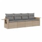 vidaXL 4-tlg. Garten-Sofagarnitur mit Kissen Beige Poly Rattan vidaXL 4-tlg. Garten-Sofagarnitur mit Kissen Beige Poly Rattan