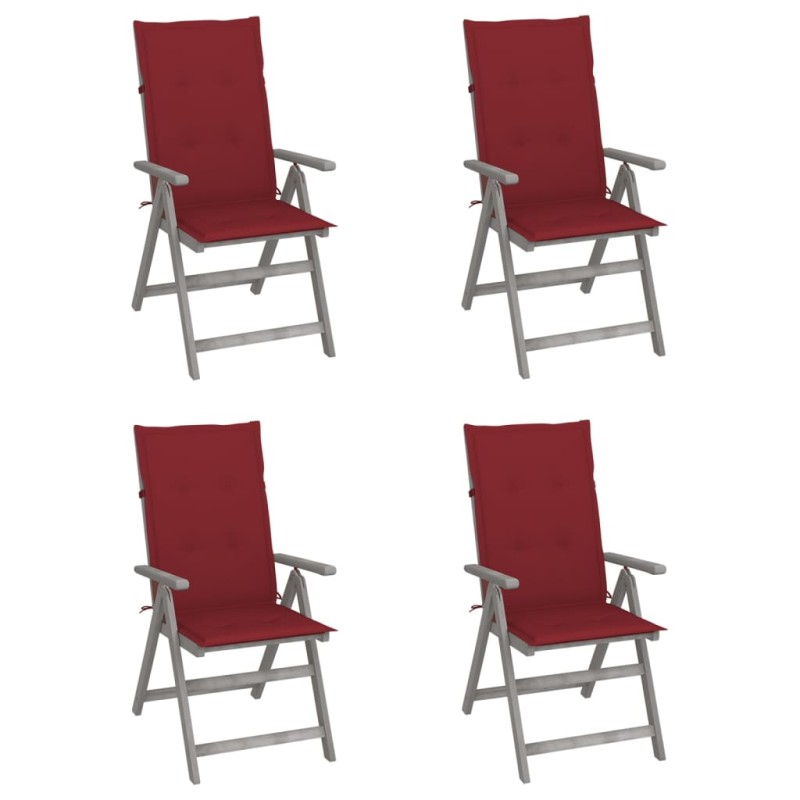 Verstellbare Gartenstühle 4 Stk. mit Auflagen Massivholz Akazie Verstellbare Gartenstühle 4 Stk. mit Auflagen Massivholz Akazie