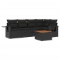 vidaXL 6-tlg. Garten-Sofagarnitur mit Kissen Schwarz Poly Rattan vidaXL 6-tlg. Garten-Sofagarnitur mit Kissen Schwarz Poly Rattan