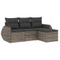 vidaXL 4-tlg. Garten-Sofagarnitur mit Kissen Grau Poly Rattan vidaXL 4-tlg. Garten-Sofagarnitur mit Kissen Grau Poly Rattan