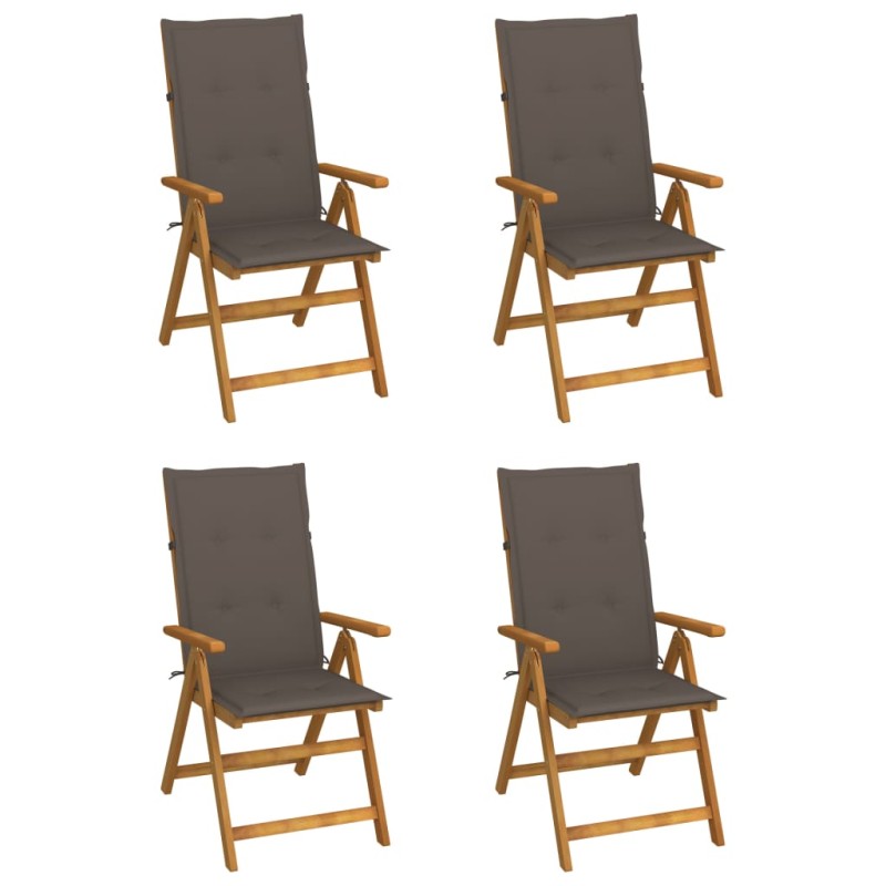 vidaXL Hochlehner Verstellbar 4 Stk. mit Auflagen Massivholz Akazie vidaXL Hochlehner Verstellbar 4 Stk. mit Auflagen Massivholz Akazie