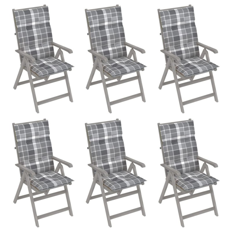 Verstellbare Gartenstühle 6 Stk. mit Auflagen Massivholz Akazie Verstellbare Gartenstühle 6 Stk. mit Auflagen Massivholz Akazie