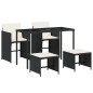 vidaXL 5-tlg. Garten-Essgruppe mit Kissen Schwarz Poly Rattan vidaXL 5-tlg. Garten-Essgruppe mit Kissen Schwarz Poly Rattan