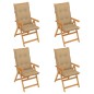Gartenstühle 4 Stk. mit Beigen Kissen Massivholz Teak Gartenstühle 4 Stk. mit Beigen Kissen Massivholz Teak