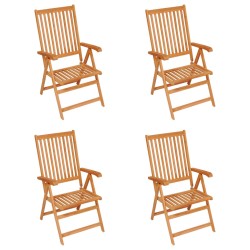 Gartenstühle 4 Stk. mit Beigen Kissen Massivholz Teak
