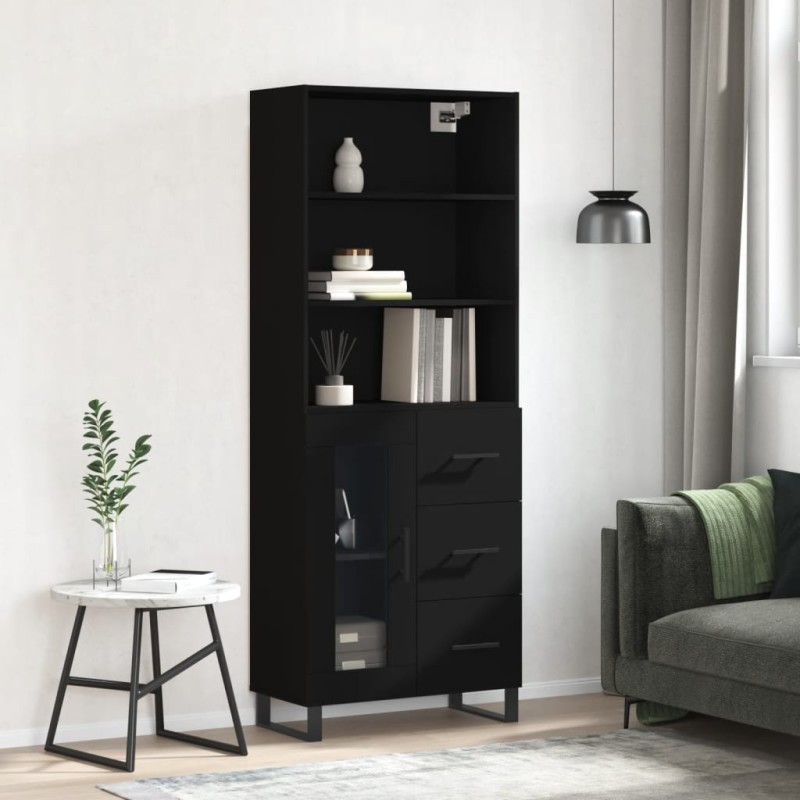 Highboard Schwarz 69,5x34x180 cm Holzwerkstoff Highboard Schwarz 69,5x34x180 cm Holzwerkstoff