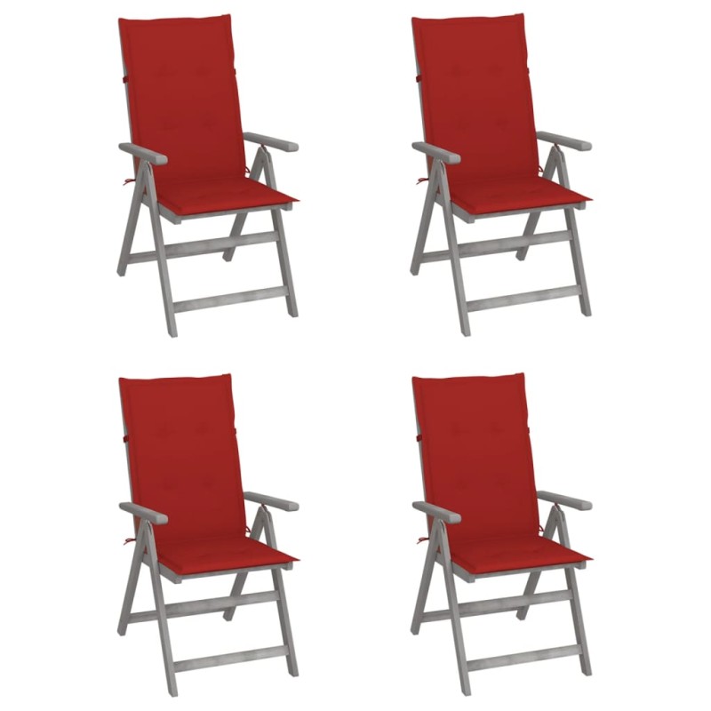vidaXL Hochlehner Verstellbar 4 Stk. mit Auflagen Massivholz Akazie vidaXL Hochlehner Verstellbar 4 Stk. mit Auflagen Massivholz Akazie
