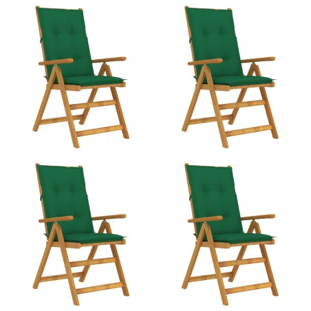 Verstellbare Gartenstühle 4 Stk. mit Auflagen Massivholz Akazie