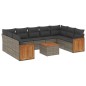 vidaXL 10-tlg. Garten-Sofagarnitur mit Kissen Grau Poly Rattan vidaXL 10-tlg. Garten-Sofagarnitur mit Kissen Grau Poly Rattan