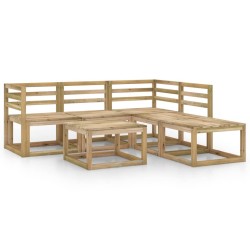 6-tlg. Garten-Lounge-Set Grün Imprägniertes Kiefernholz