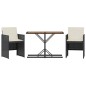vidaXL 3-tlg. Bistro-Set mit Kissen Schwarz Poly Rattan vidaXL 3-tlg. Bistro-Set mit Kissen Schwarz Poly Rattan