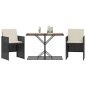 vidaXL 3-tlg. Bistro-Set mit Kissen Schwarz Poly Rattan vidaXL 3-tlg. Bistro-Set mit Kissen Schwarz Poly Rattan