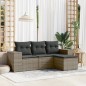 vidaXL 4-tlg. Garten-Sofagarnitur mit Kissen Grau Poly Rattan vidaXL 4-tlg. Garten-Sofagarnitur mit Kissen Grau Poly Rattan