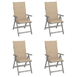 Verstellbare Gartenstühle 4 Stk. mit Auflagen Massivholz Akazie