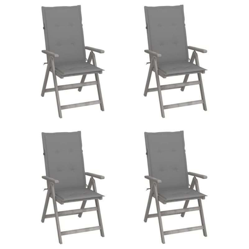 Verstellbare Gartenstühle 4 Stk. mit Auflagen Massivholz Akazie Verstellbare Gartenstühle 4 Stk. mit Auflagen Massivholz Akazie