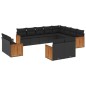 vidaXL 12-tlg. Garten-Sofagarnitur mit Kissen Schwarz Poly Rattan vidaXL 12-tlg. Garten-Sofagarnitur mit Kissen Schwarz Poly Rattan