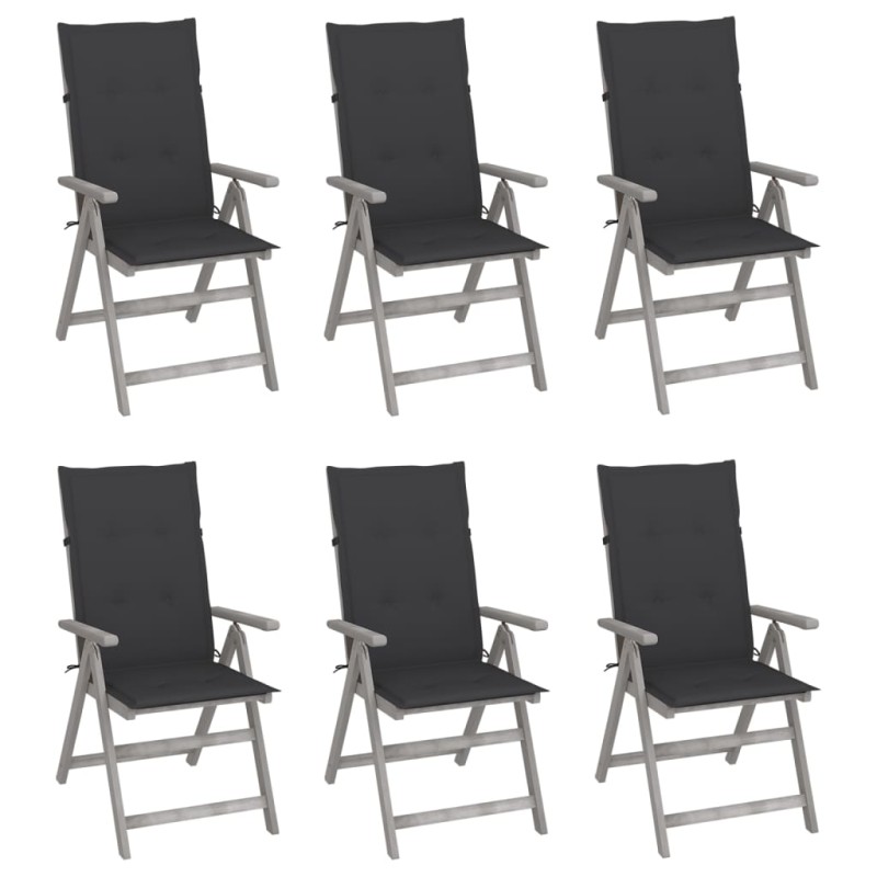 vidaXL Hochlehner Verstellbar 6 Stk. mit Auflagen Massivholz Akazie vidaXL Hochlehner Verstellbar 6 Stk. mit Auflagen Massivholz Akazie