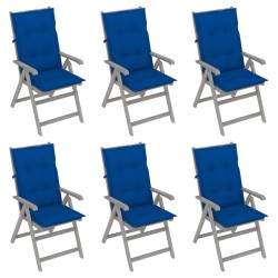 Verstellbare Gartenstühle 6 Stk. mit Auflagen Massivholz Akazie