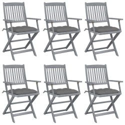 Klappbare Gartenstühle 6 Stk. mit Kissen Massivholz Akazie