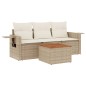 vidaXL 4-tlg. Garten-Sofagarnitur mit Kissen Beige Poly Rattan vidaXL 4-tlg. Garten-Sofagarnitur mit Kissen Beige Poly Rattan