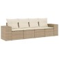 vidaXL 4-tlg. Garten-Sofagarnitur mit Kissen Beige Poly Rattan vidaXL 4-tlg. Garten-Sofagarnitur mit Kissen Beige Poly Rattan