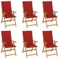 Gartenstühle 6 Stk. mit Roten Kissen Massivholz Teak Gartenstühle 6 Stk. mit Roten Kissen Massivholz Teak
