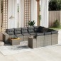 vidaXL 11-tlg. Garten-Sofagarnitur mit Kissen Grau Poly Rattan vidaXL 11-tlg. Garten-Sofagarnitur mit Kissen Grau Poly Rattan