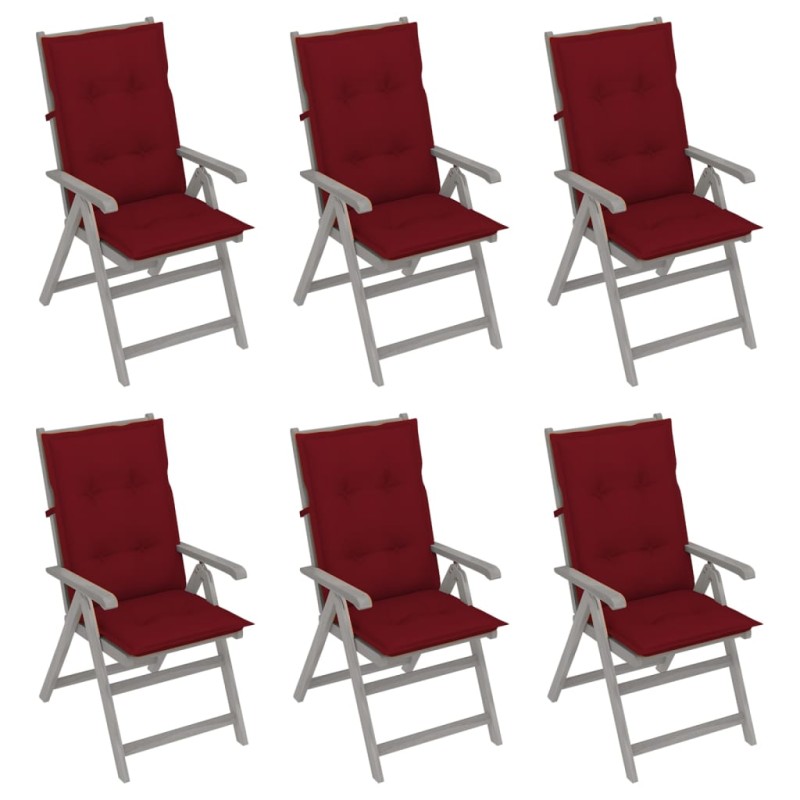 Verstellbare Gartenstühle 6 Stk. mit Auflagen Massivholz Akazie Verstellbare Gartenstühle 6 Stk. mit Auflagen Massivholz Akazie
