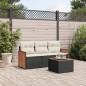 vidaXL 4-tlg. Garten-Sofagarnitur mit Kissen Schwarz Poly Rattan vidaXL 4-tlg. Garten-Sofagarnitur mit Kissen Schwarz Poly Rattan