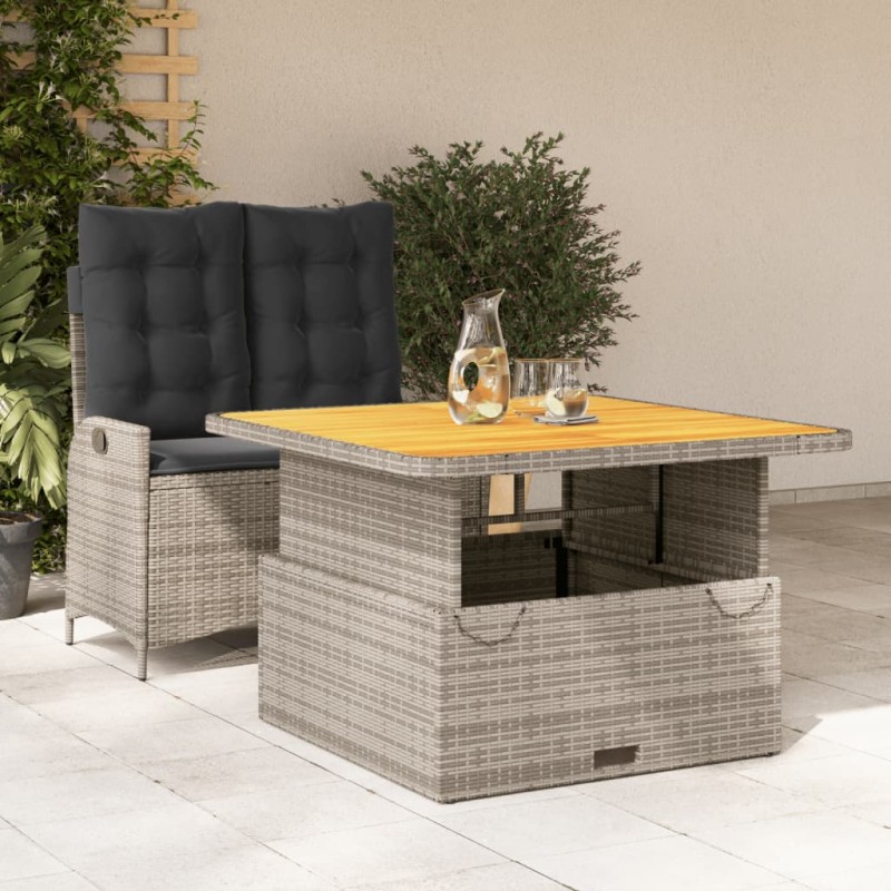 vidaXL 2-tlg. Garten-Essgruppe mit Kissen Grau Poly Rattan vidaXL 2-tlg. Garten-Essgruppe mit Kissen Grau Poly Rattan